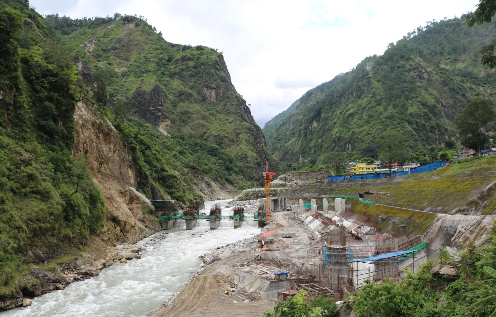 Hydropower construction in a Nepali river valley